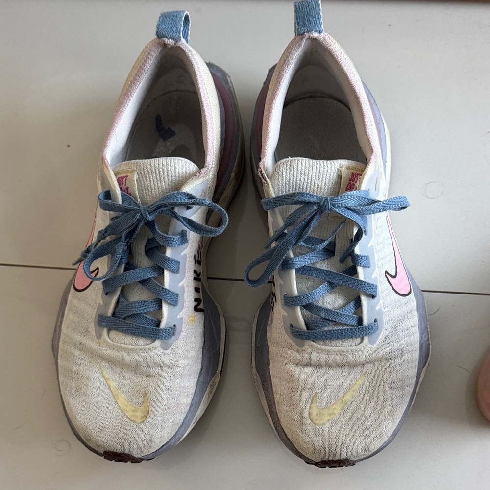 Nike White Sneakers with Blue Laces